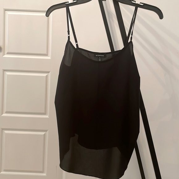 le chateau Tops - le chateau see Through Spaghetti Straps Blouse black Size S